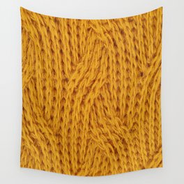 Brown yellow Knitted textile  Wall Tapestry