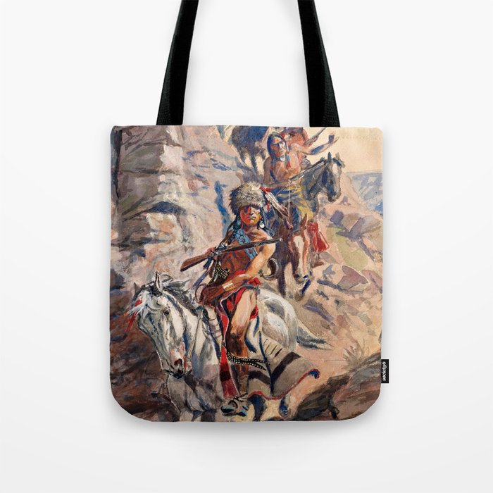 Indian Scouting Party, 1900 by Charles Marion Russell Tote Bag