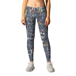Seville city map engraving Leggings