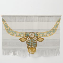 Floral Longhorn - Yellow and Blue Wall Hanging