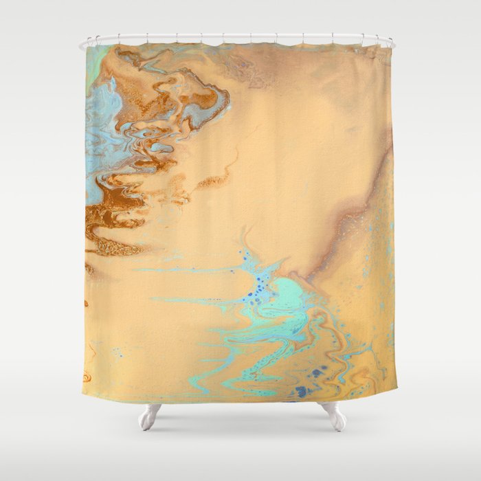 Fluid Art Acrylic Painting Pour 11 Tan Brown Light Blue