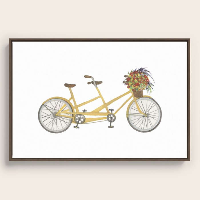 Spring Bicycle Built for Two Framed Canvas