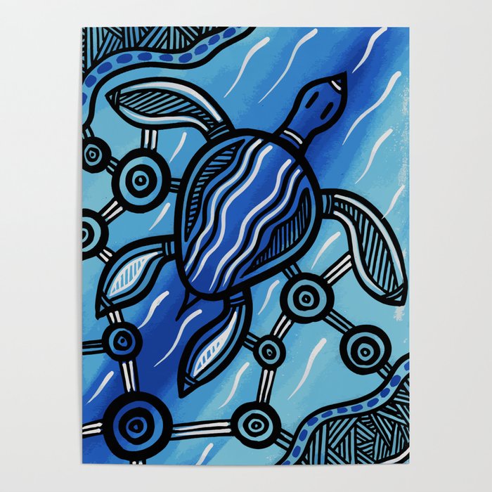 Authentic Aboriginal Art Turtle Poster by Hogarth Arts Authentic