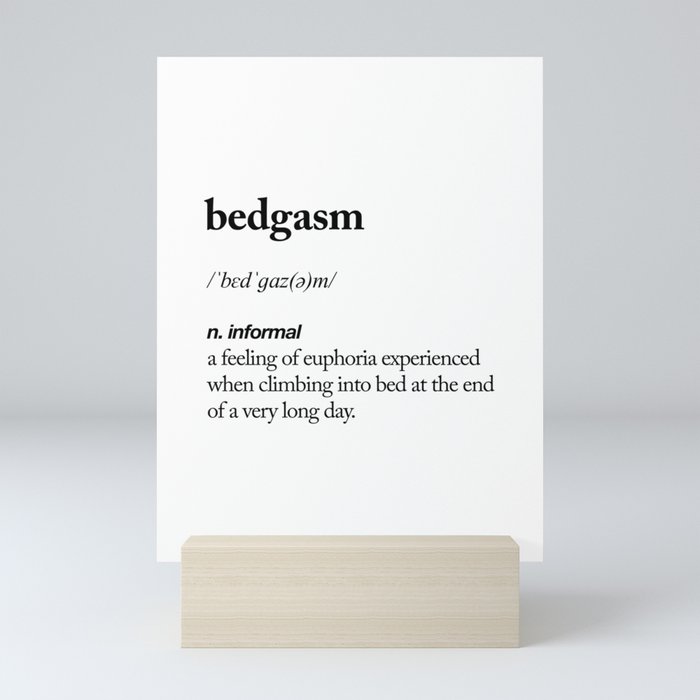 Bedgasm black and white contemporary minimalism typography design home wall decor bedroom Mini Art Print