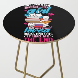 Girl Loves Books And Cats Book Reading Bookworm Side Table