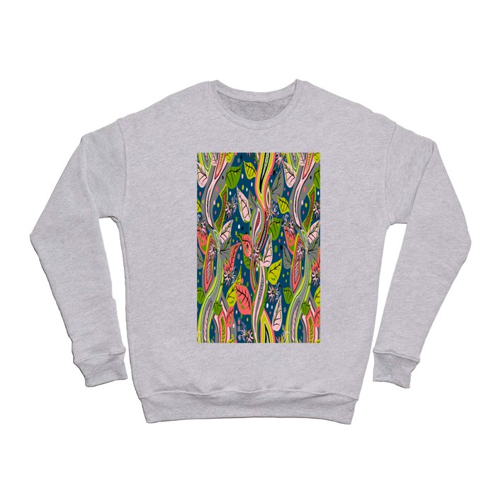 Colorful quirky vines with flowers fantasy Crewneck Sweatshirt