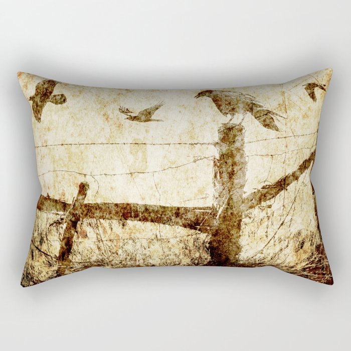 Crows by the Corner Fence Rectangular Pillow