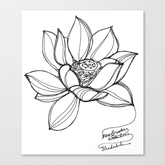 Lotus Flower A Continuous Line Drawing Canvas Print By