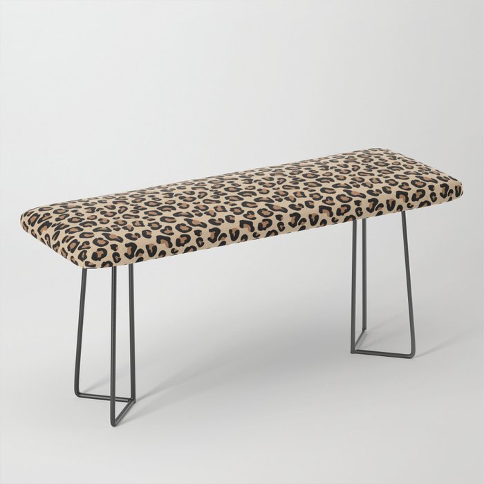 Leopard Print, Black, Brown, Rust and Tan Bench