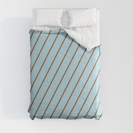 [ Thumbnail: Brown and Light Blue Colored Lines Pattern Comforter ]