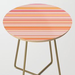 Cheerful Retro Stripes and Dots Pattern Pink Orange 2 Side Table