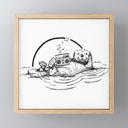 Cute Otter Ink Drawing Framed Mini Art Print