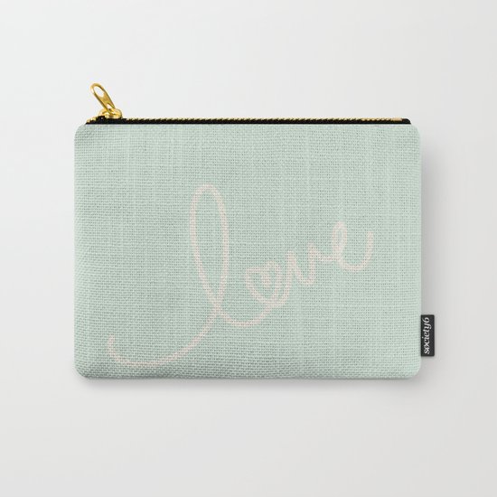 LOVE - Typography on mint green background Carry-All Pouch