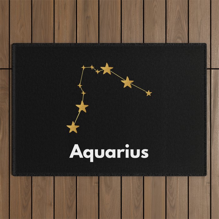 Aquarius, Aquarius Zodiac, Black Outdoor Rug