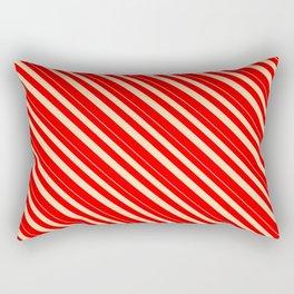 [ Thumbnail: Tan & Red Colored Lined/Striped Pattern Rectangular Pillow ]