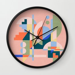 Abstract cityscape in geometric shapes Wall Clock