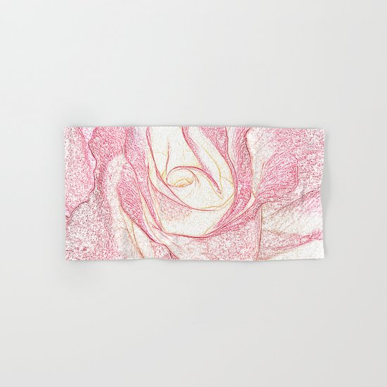 Summer Rose Pencil on White Hand & Bath Towel