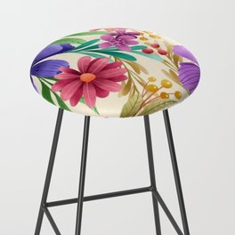 Purple and Red Floral Bar Stool