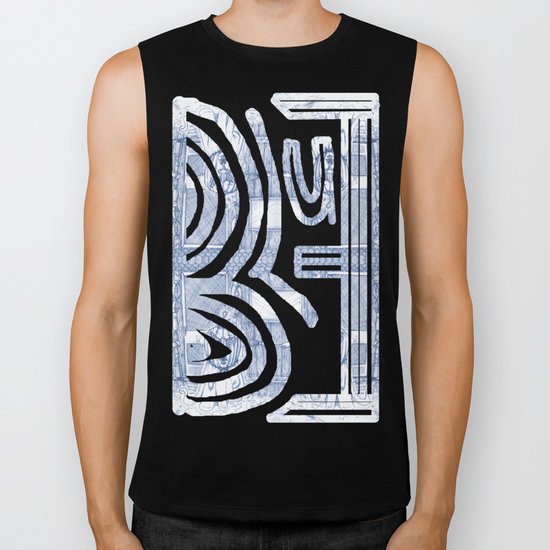 Blue Inhabited Plain Biker Tank