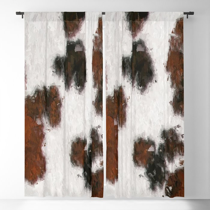 Bohemian Rust Cowhide Patch of Fur Painted with Brushstrokes Blackout Curtain