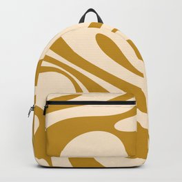 Mod Swirl Retro Abstract Pattern in Mustard and Cream Backpack