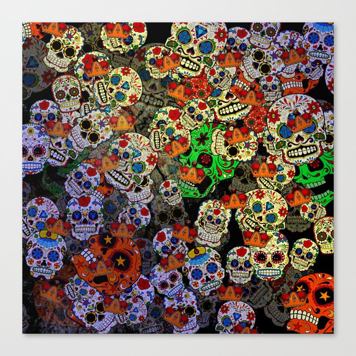 Colorful Sugar Skulls Canvas Print By Michellemurphy Society6