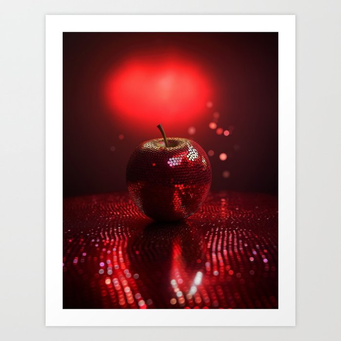 Devil Red Hot Disco Ball Apple  Art Print