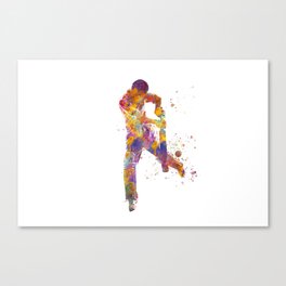 Cricket player in watercolor Canvas Print