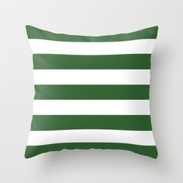 Mughal green - solid color - white stripes pattern Throw Pillow