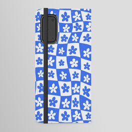 Retro Blue Daisy Checkerboard  Android Wallet Case