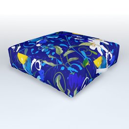 Watercolour flowers, floral ,summer pattern,lemons,citrus  Outdoor Floor Cushion