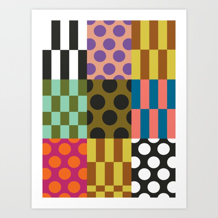 Colorful Checked Patterns \\  Art Print