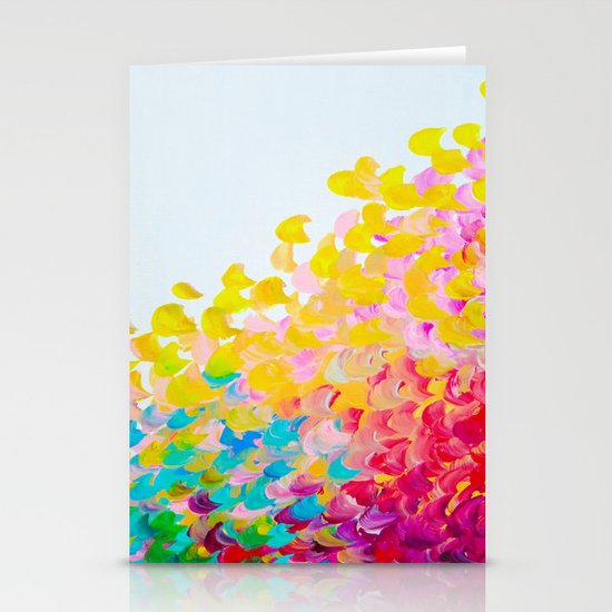 CREATION IN COLOR - Vibrant Bright Bold Colorful Abstract Painting Cheerful Fun Ocean Autumn Waves Stationery Cards