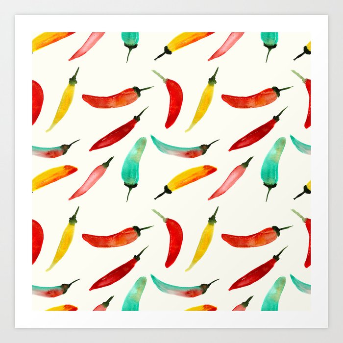 Hot chili peppers Art Print by Katerina Tova | Society6