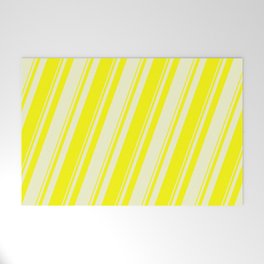 [ Thumbnail: Yellow and Light Yellow Colored Lines/Stripes Pattern Welcome Mat ]