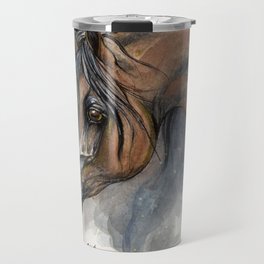 Arabian horse portrait watercolor art Travel Mug