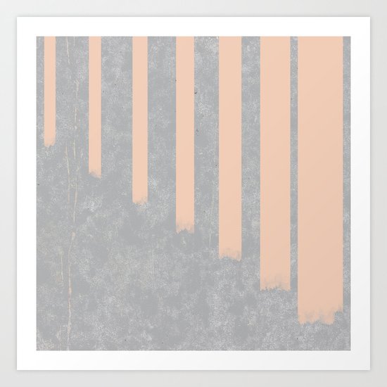 Blush stripes on concrete Art Print