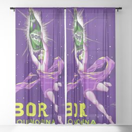 1924 BOR Quinpuina French wine and spirits vintage advertising poster purple background Sheer Curtain