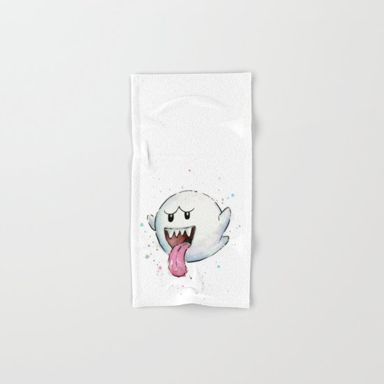 Boo Ghost Mario Watercolor Videogame Geek Painting Hand & Bath Towel
