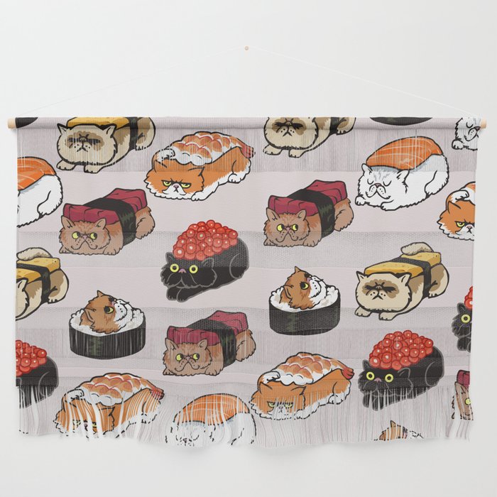 Sushi Persian Cat Wall Hanging by huebucket Society6