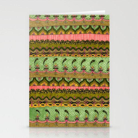 Pink and Green Pattern Stationery Cards