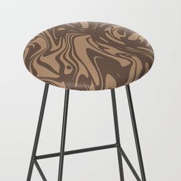 Brown Cappuccino Liquid Marble Swirl Abstract Pattern Bar Stool