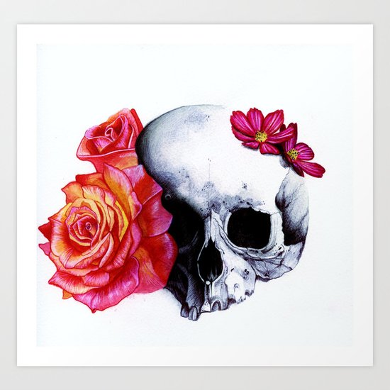 Skull & Roses Art Print