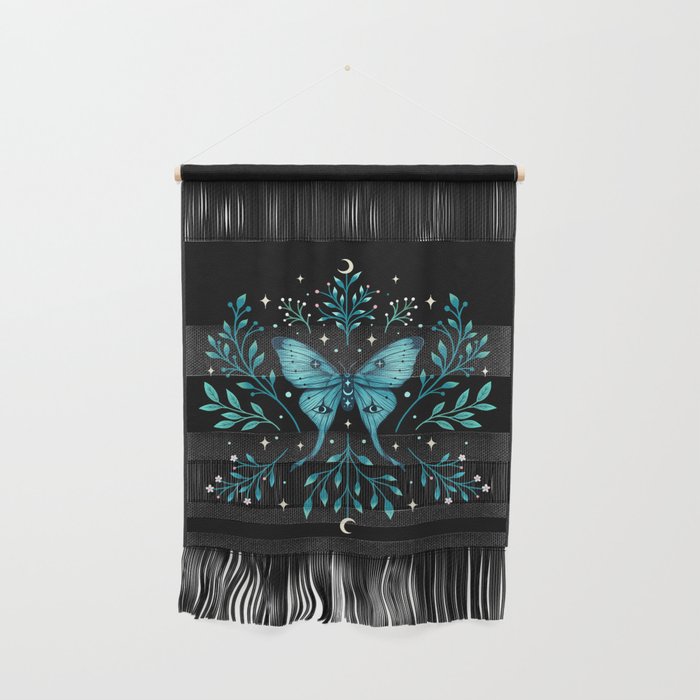 Mystical Luna Moth - Turquoise Wall Hanging