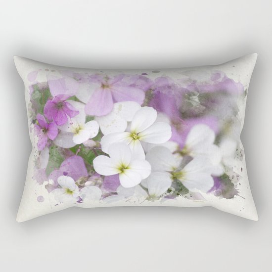 Watercolor Wildflower Art Rectangular Pillow