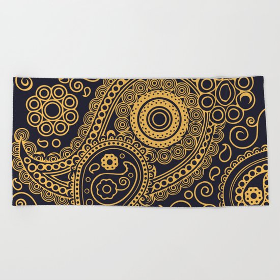 Vintage Pattern Gold Beach Towel