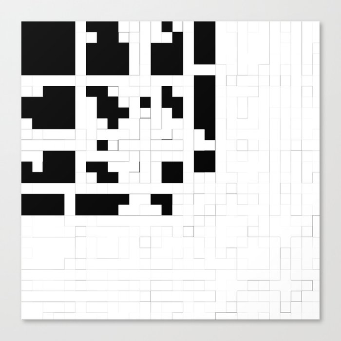 Monochrome Pixels Canvas Print