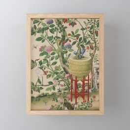 Antique 18th Century Chinoiserie Camellia Fruit Garden Framed Mini Art Print