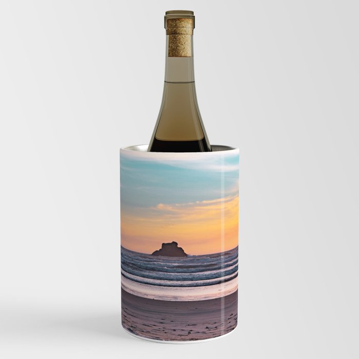 Sea Stack Beach Sunset | Oregon Coast Travel Photography Wine Chiller