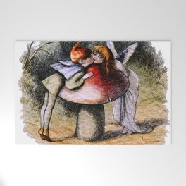 Elf and Fairy Kissing on a Mushroom  Welcome Mat